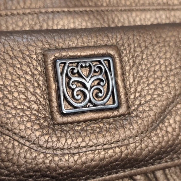 Brighton Crossbody Bag Purse Mila's Heart Antique Metallic Gold Pebble Leather - Picture 3 of 15